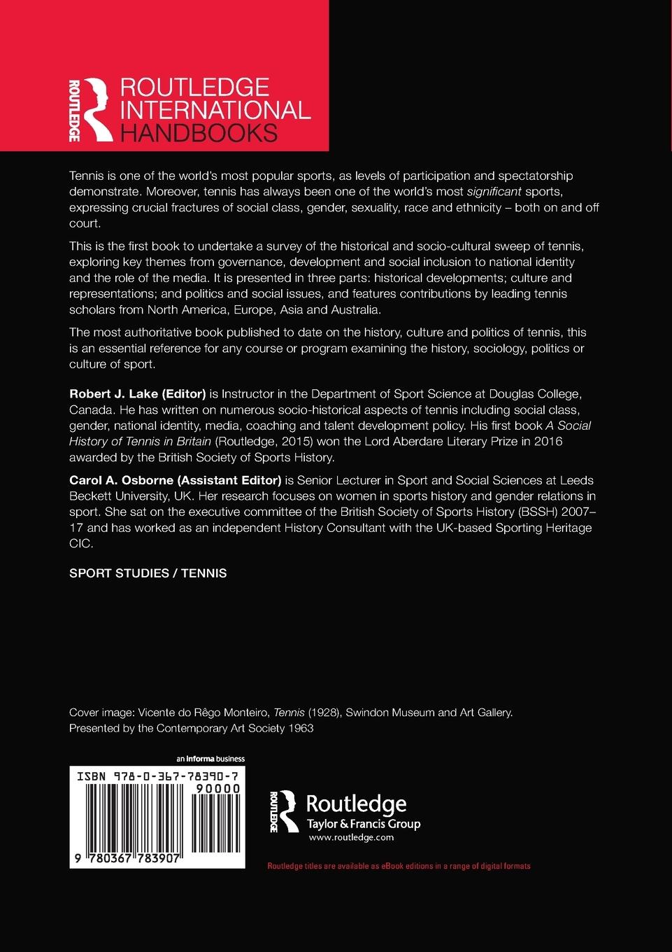 Rückseitencover Routledge Handbook of Tennis