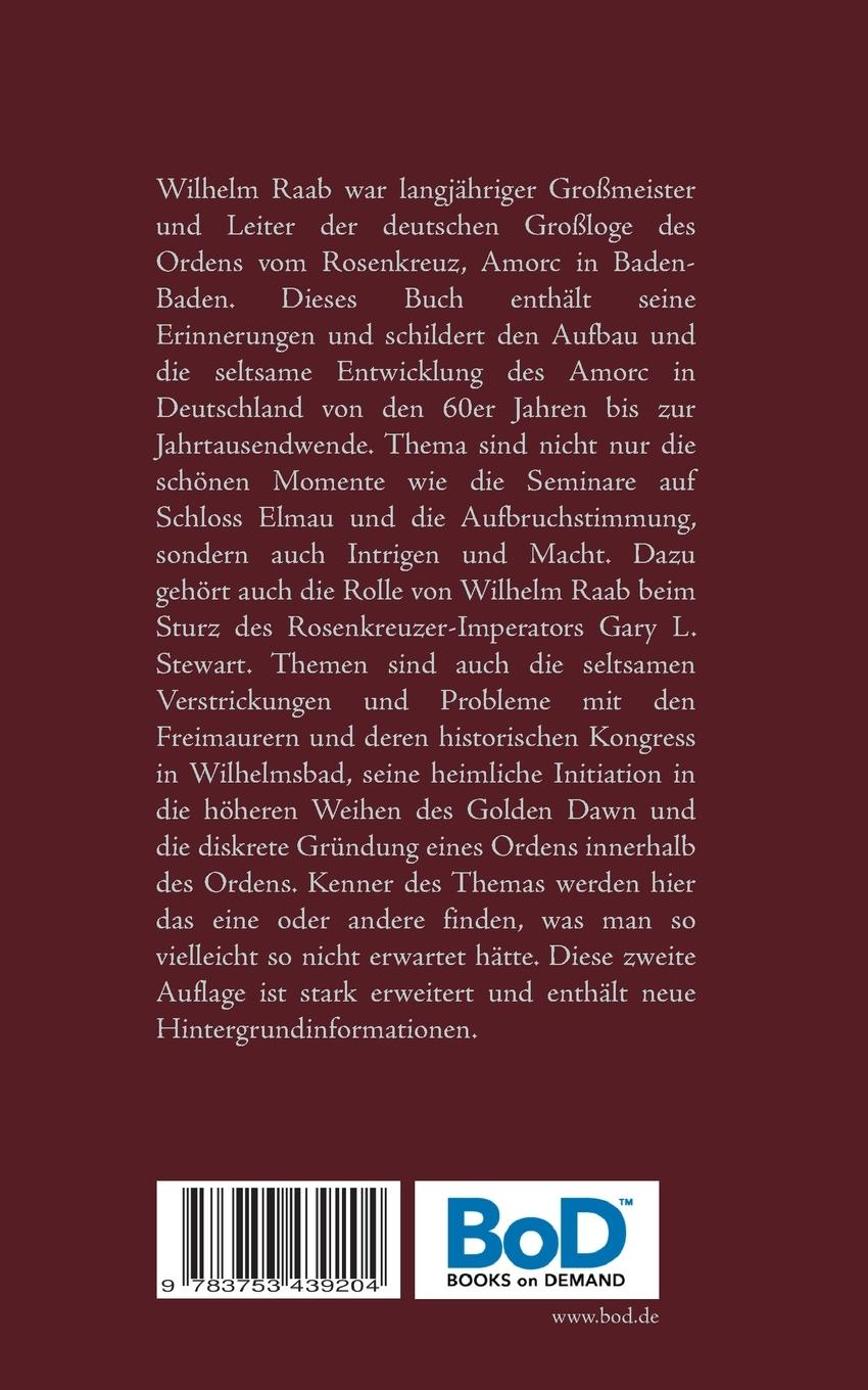 Rückseitencover Wilhelm Raab, Großmeister der Rosenkreuzer