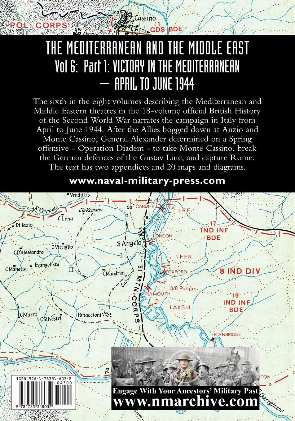 Rückseitencover MEDITERRANEAN AND MIDDLE EAST VOLUME VI; Victory in the Mediterranean Part I, 1st April to 4th June1944. HISTORY OF THE SECOND WORLD WAR