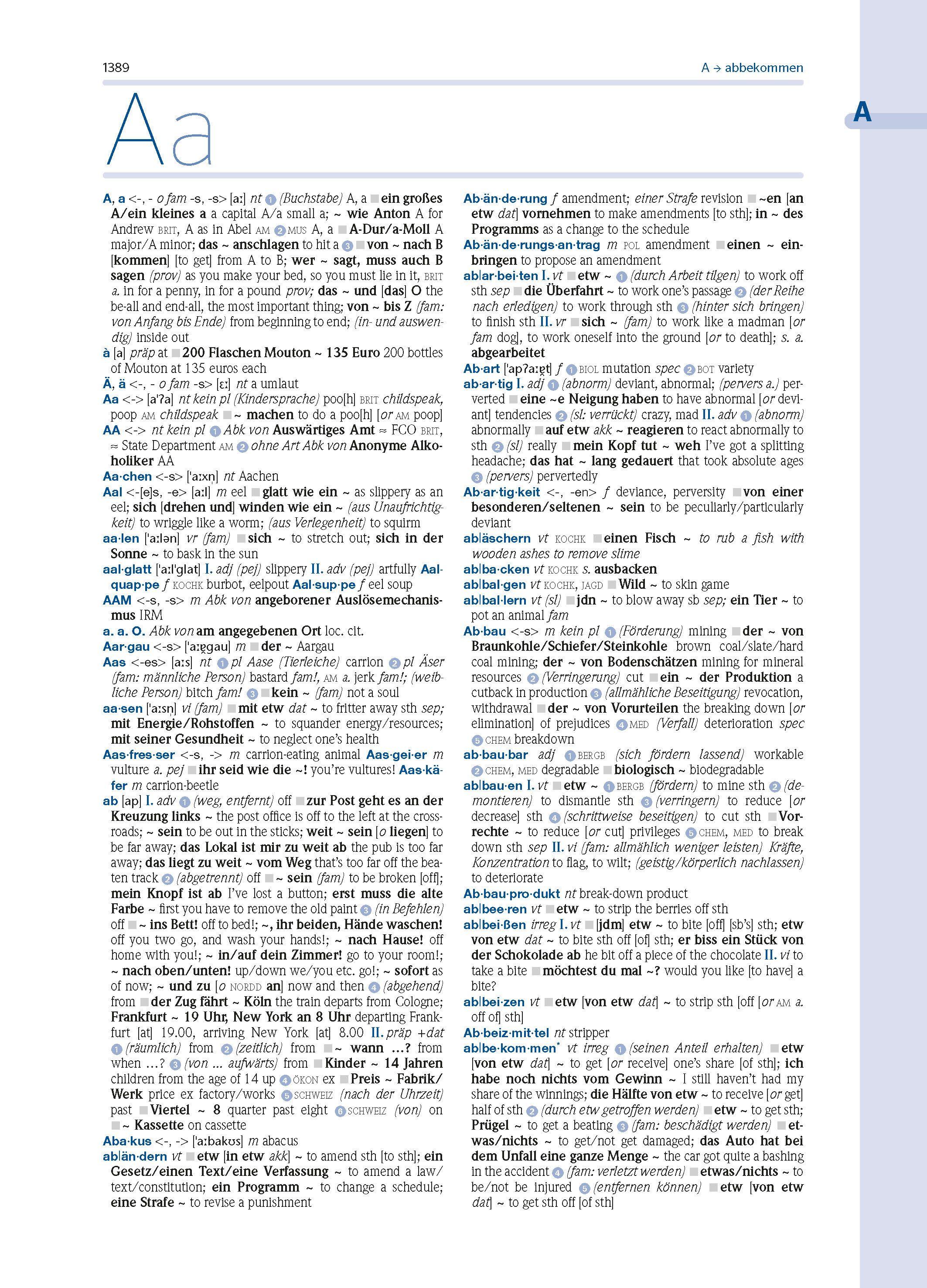 Beispielinhalt (Bild) PONS Wörterbuch Studienausgabe Plus Englisch