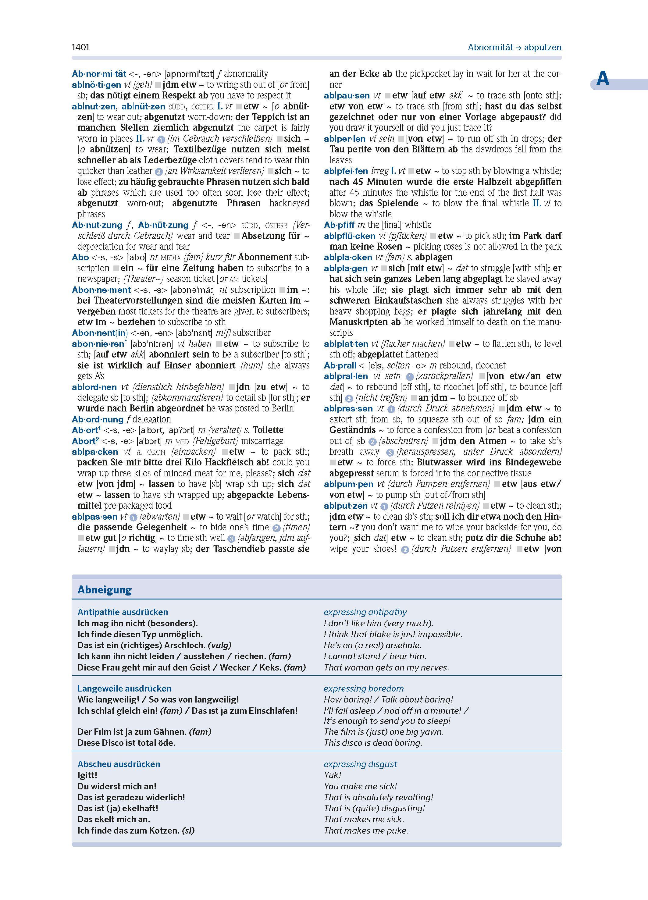 Beispielinhalt (Bild) PONS Wörterbuch Studienausgabe Plus Englisch