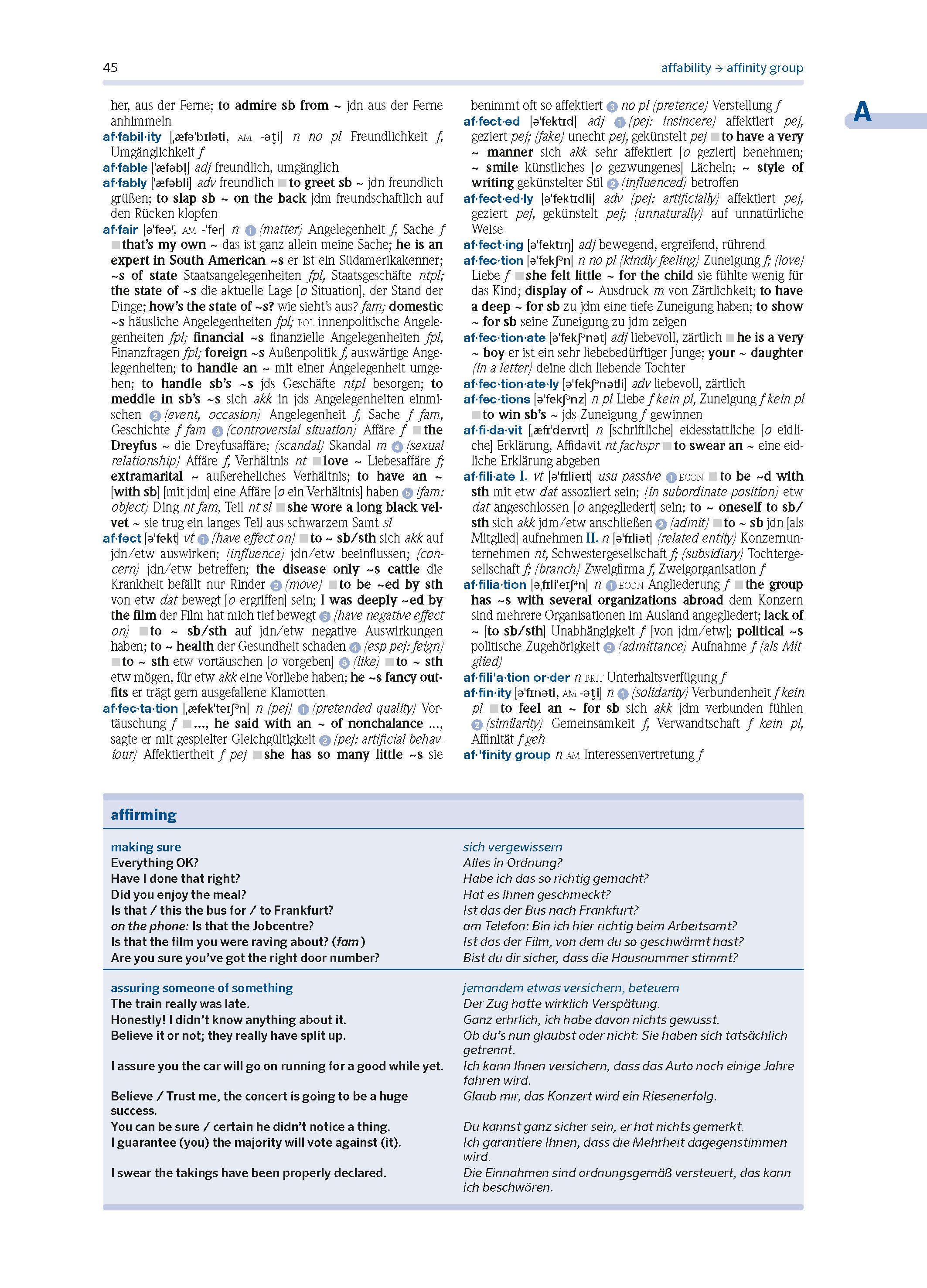 Beispielinhalt (Bild) PONS Wörterbuch Studienausgabe Plus Englisch