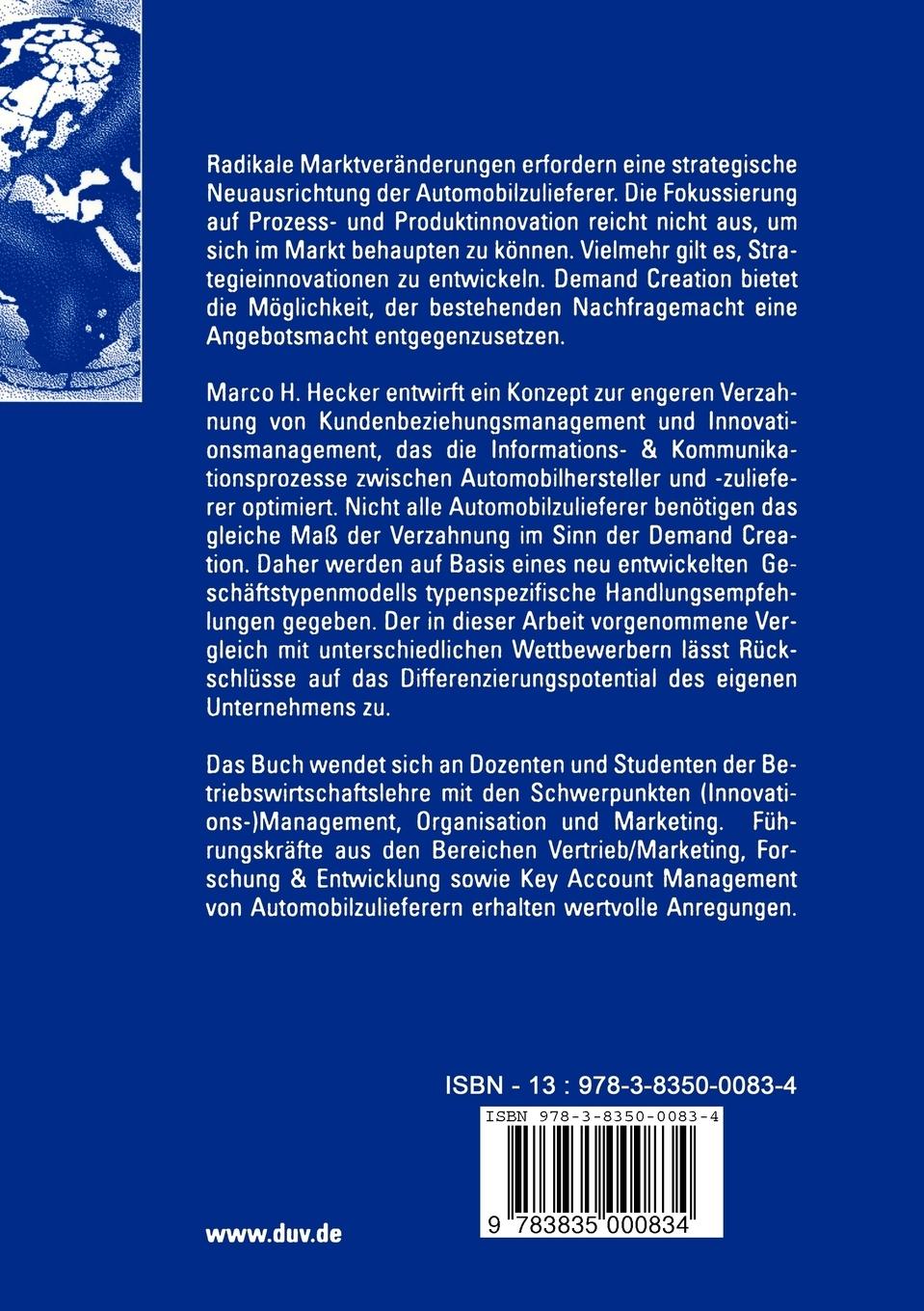 Rückseitencover Demand Creation in der Automobilzulieferindustrie