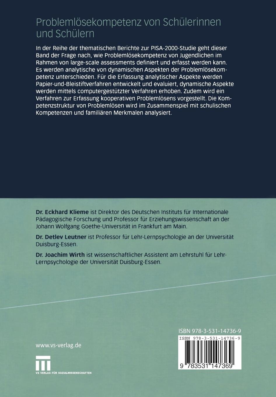 Rückseitencover Problemlösekompetenz von Schülerinnen und Schülern