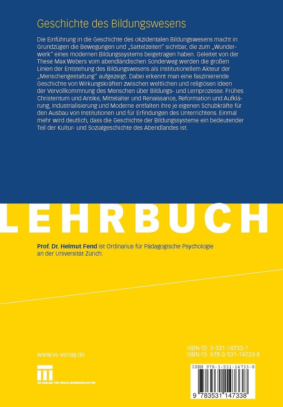 Rückseitencover Geschichte des Bildungswesens