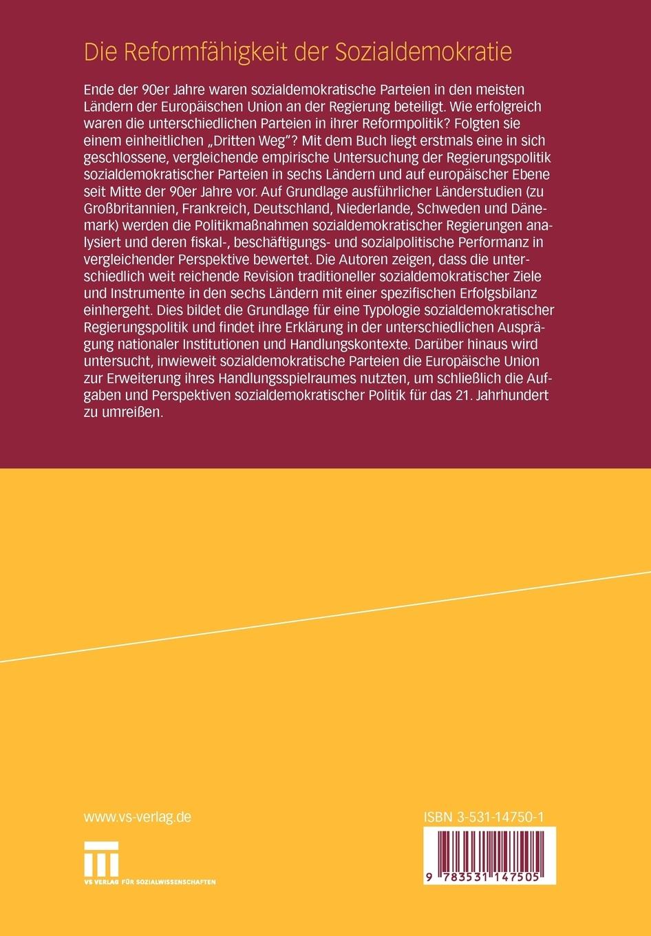 Rückseitencover Die Reformfähigkeit der Sozialdemokratie