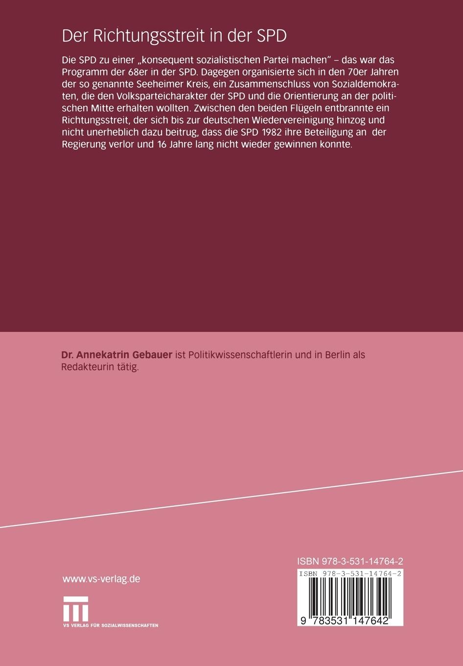 Rückseitencover Der Richtungsstreit in der SPD