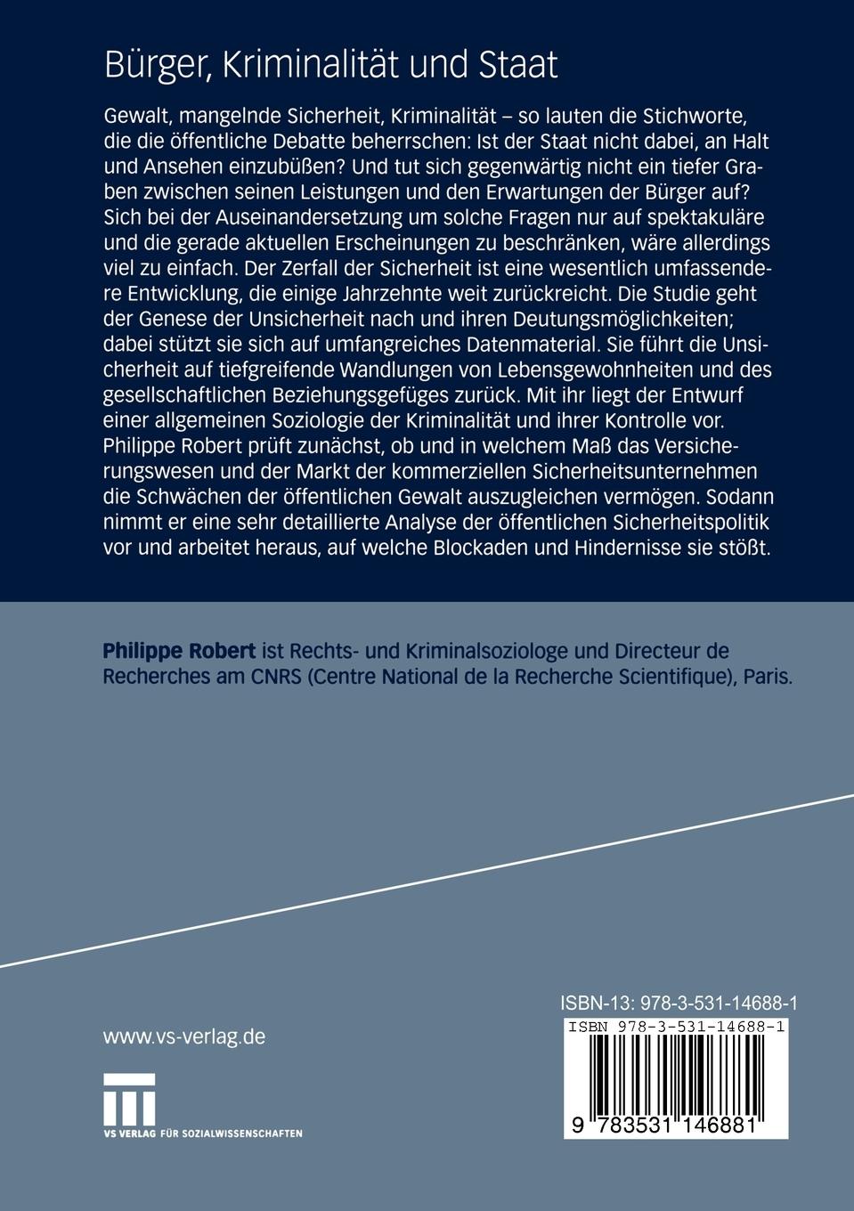 Rückseitencover Bürger, Kriminalität und Staat