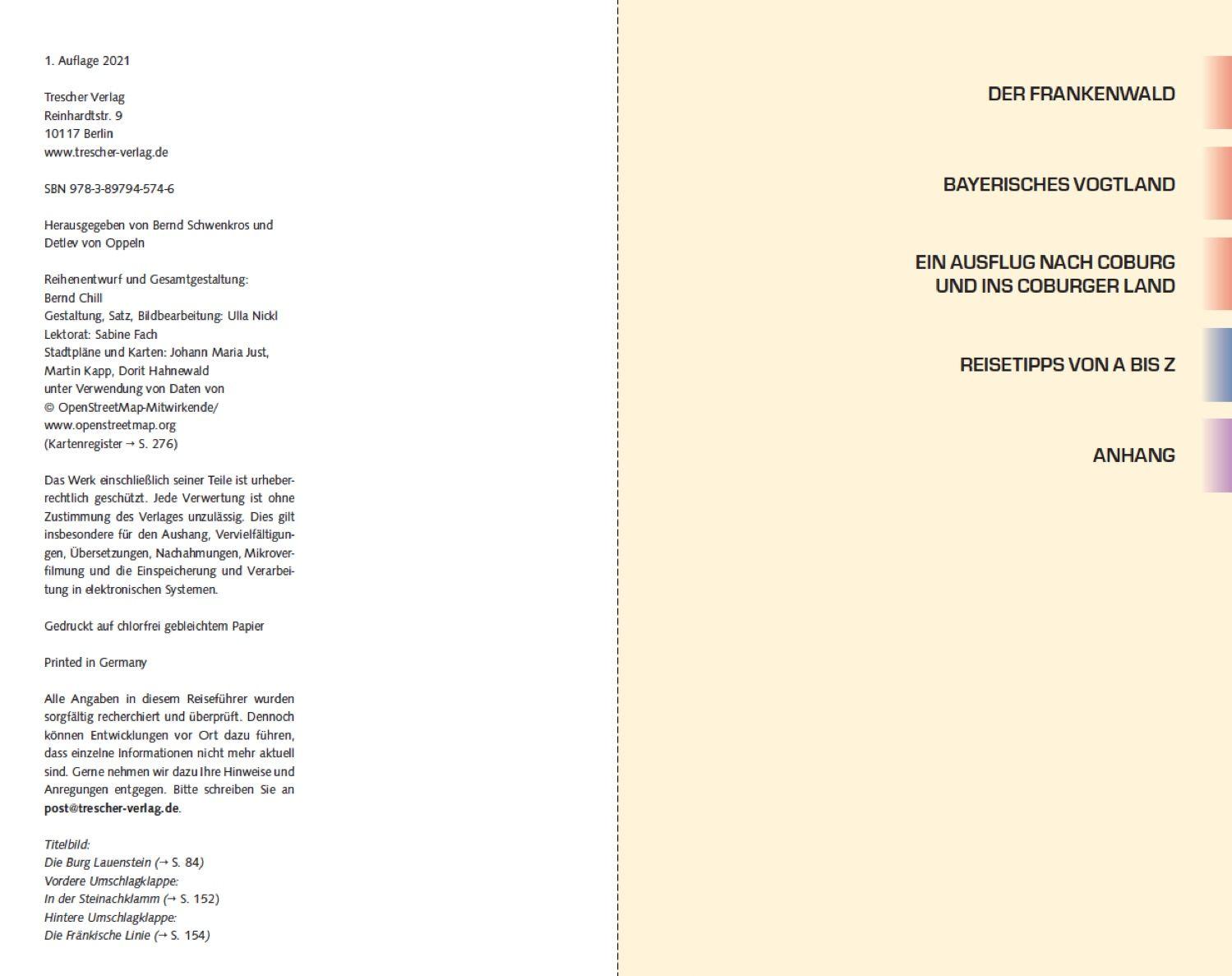 Beispielinhalt (Bild) TRESCHER Reiseführer Frankenwald