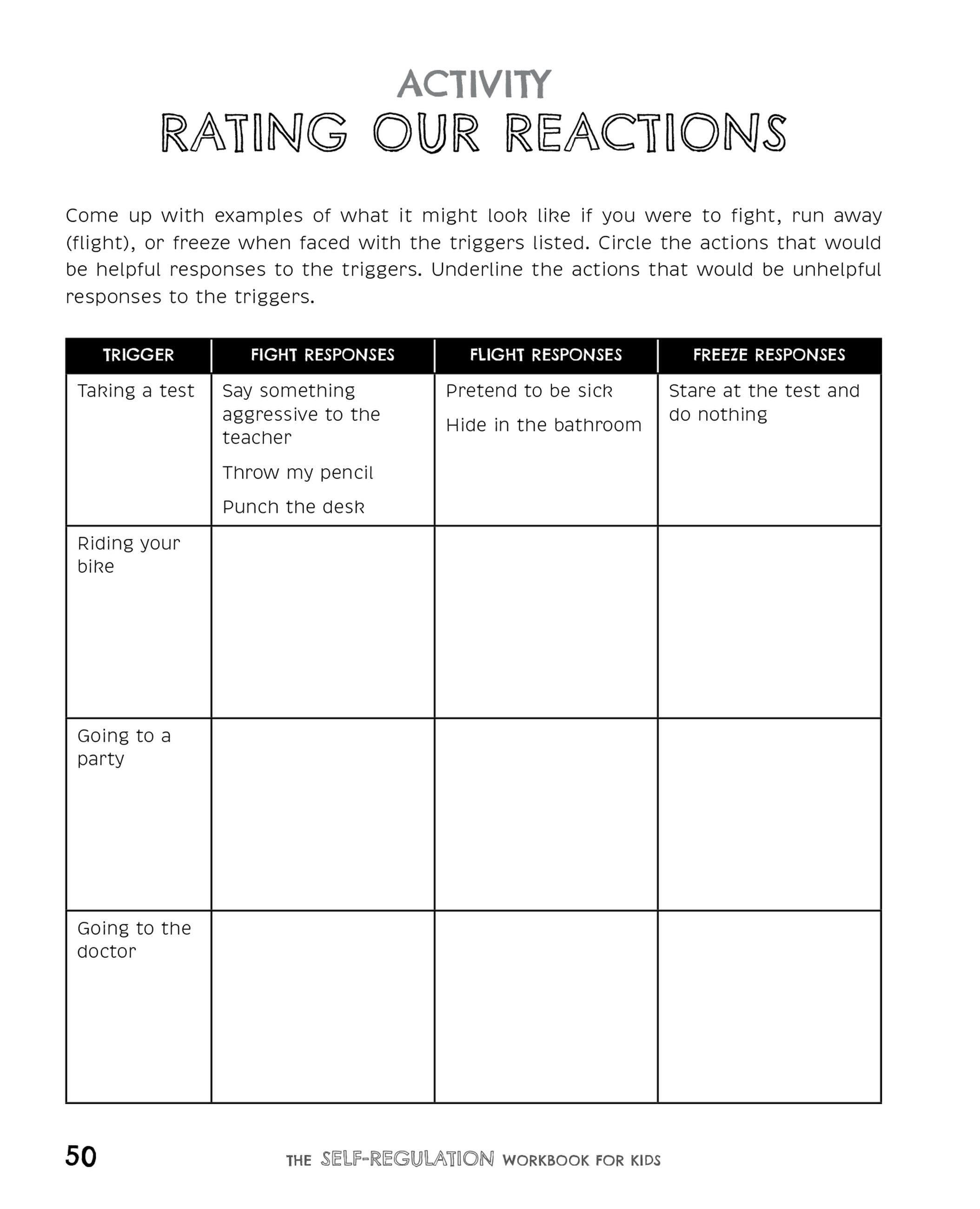 Beispielinhalt (Bild) The Self-Regulation Workbook for Kids