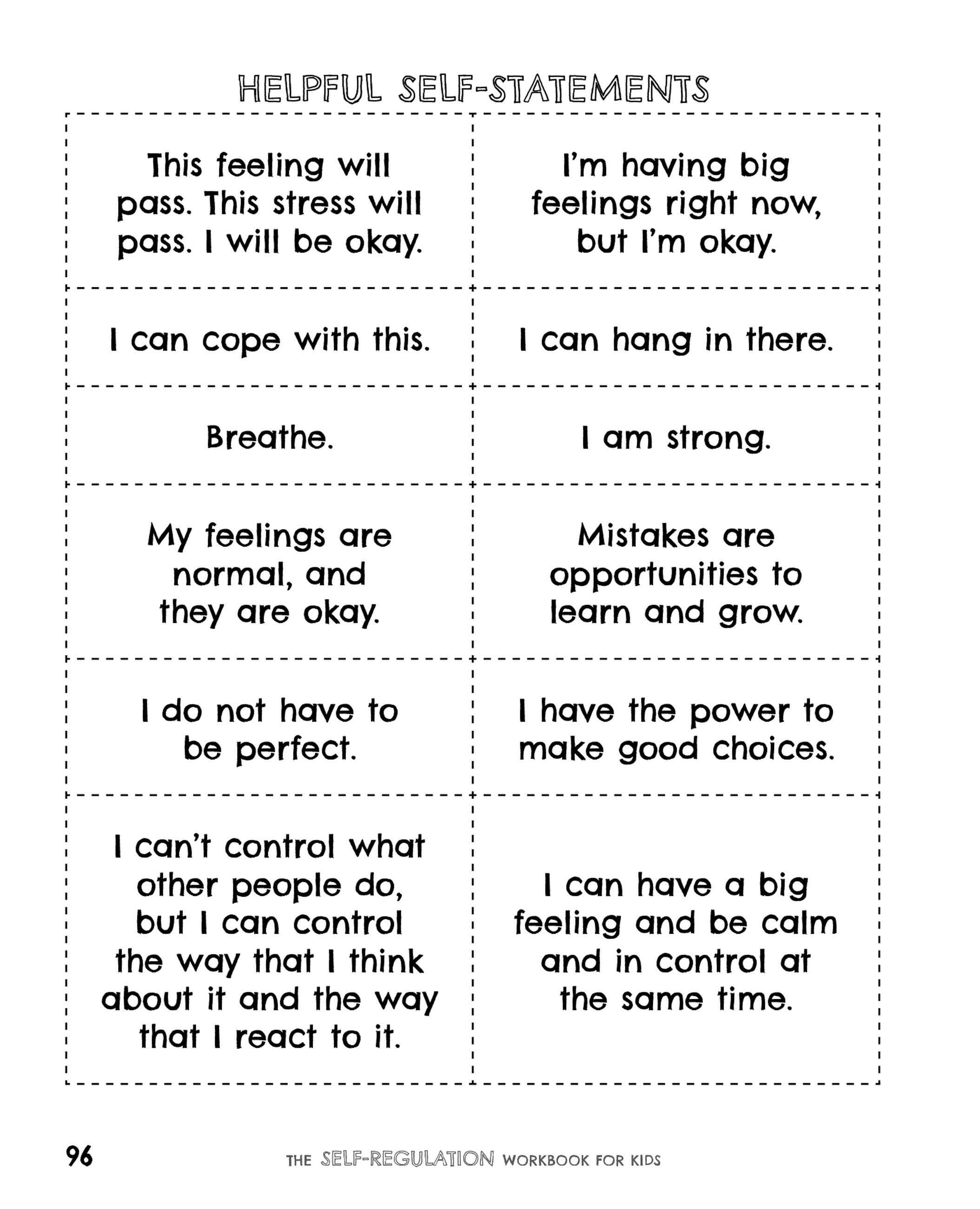 Beispielinhalt (Bild) The Self-Regulation Workbook for Kids