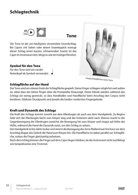 Beispielinhalt (Bild) Martin Röttger's Cajon Schule, exklusive QR-Codes