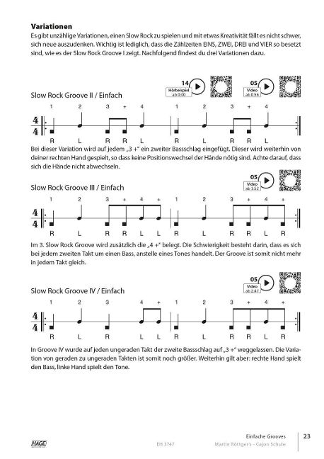 Beispielinhalt (Bild) Martin Röttger's Cajon Schule, exklusive QR-Codes