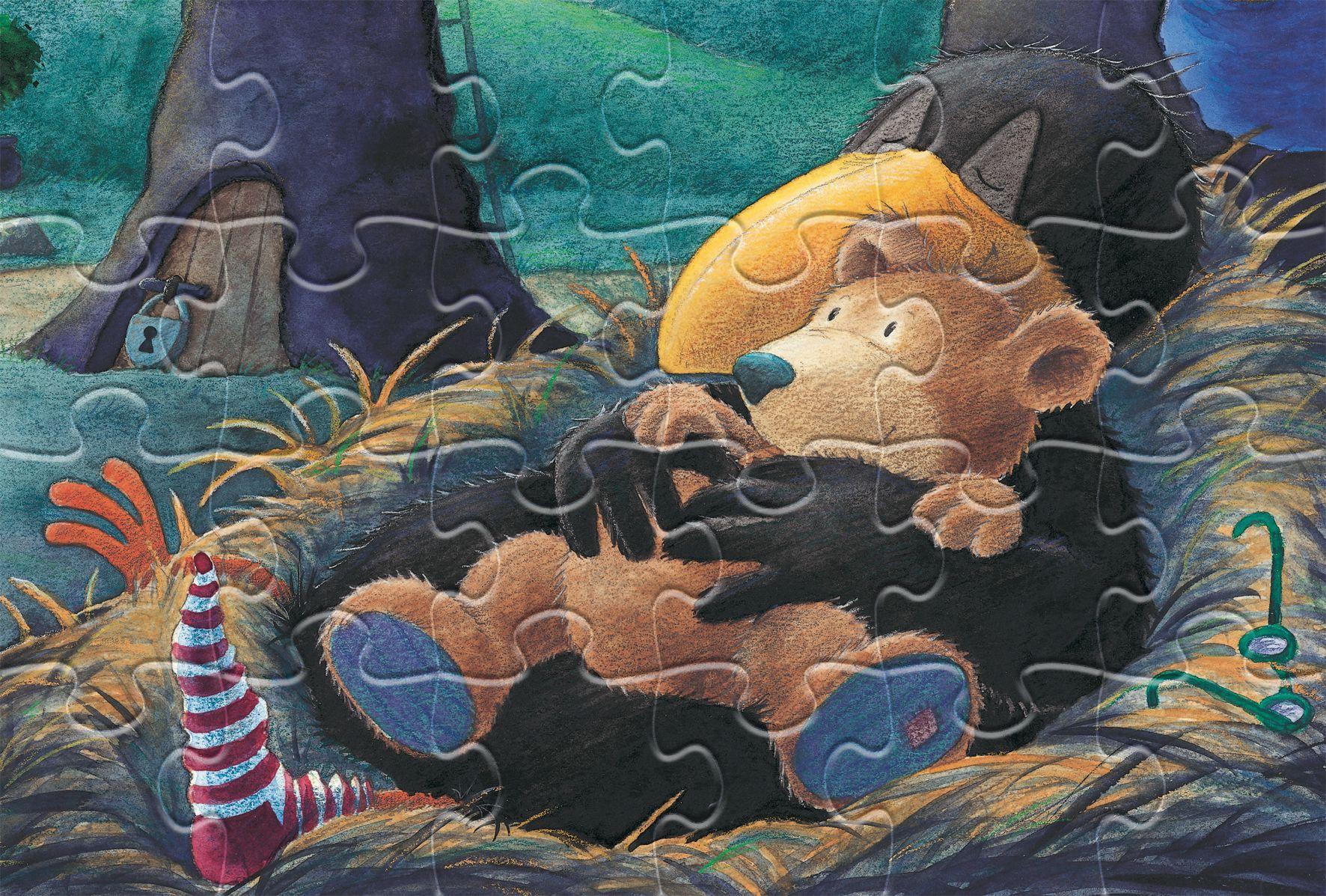 Beispielinhalt (Bild) Der kleine Rabe Socke - Puzzle 1. 2 Puzzle mit 24 Teilen