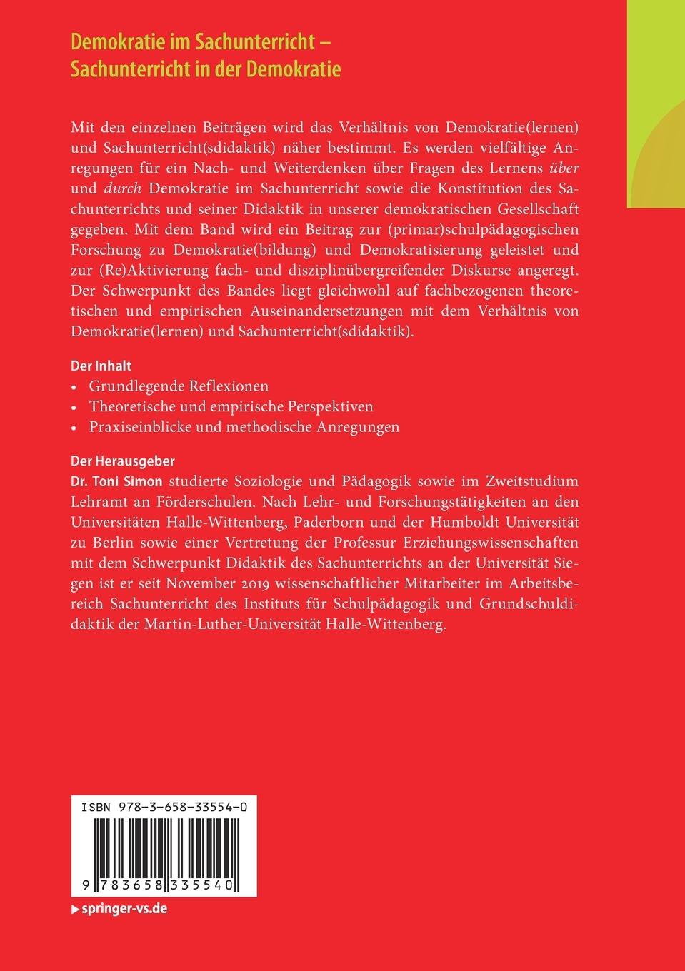Rückseitencover Demokratie im Sachunterricht - Sachunterricht in der Demokratie
