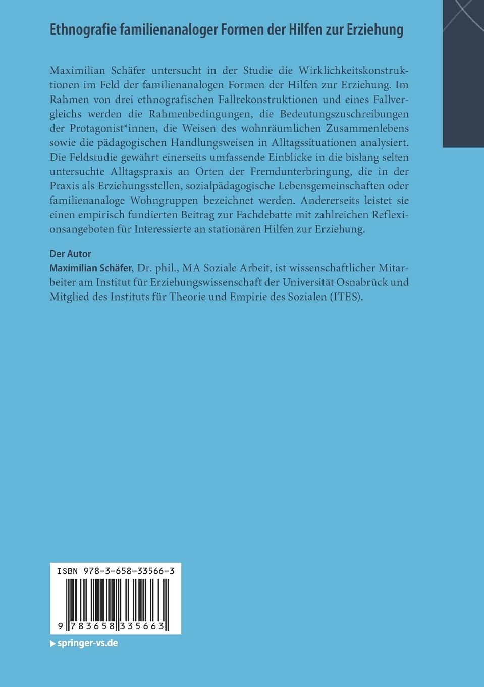 Rückseitencover Ethnografie familienanaloger Formen der Hilfen zur Erziehung