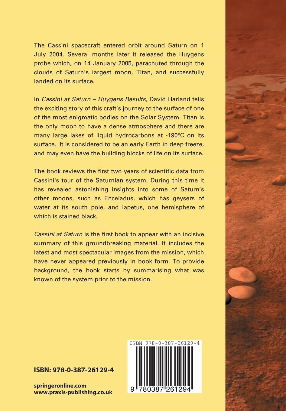Rückseitencover Cassini at Saturn