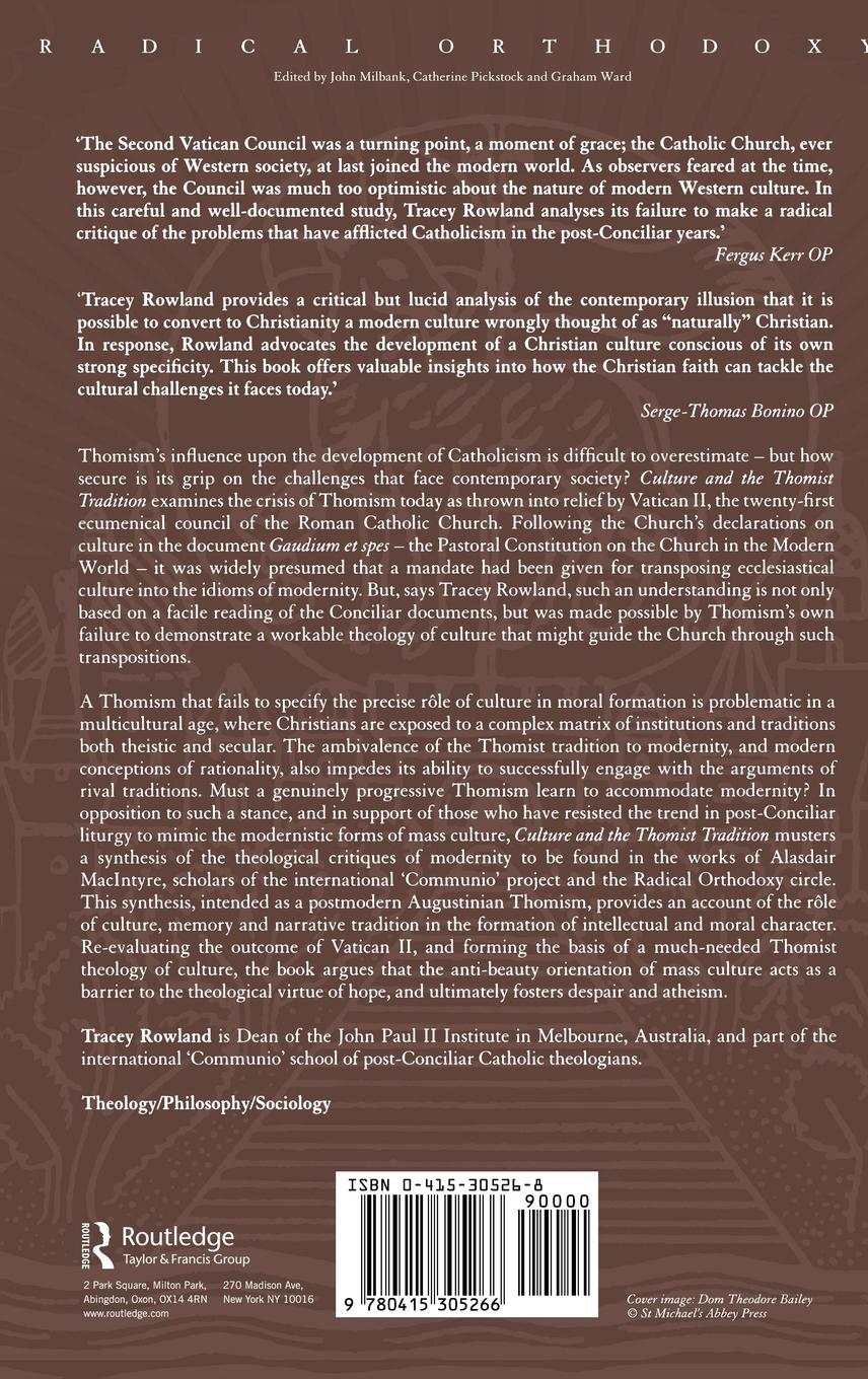 Rückseitencover Culture and the Thomist Tradition