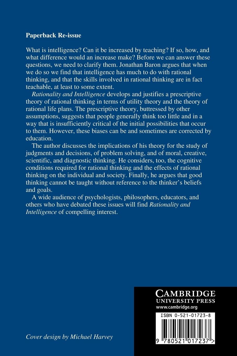 Rückseitencover Rationality and Intelligence