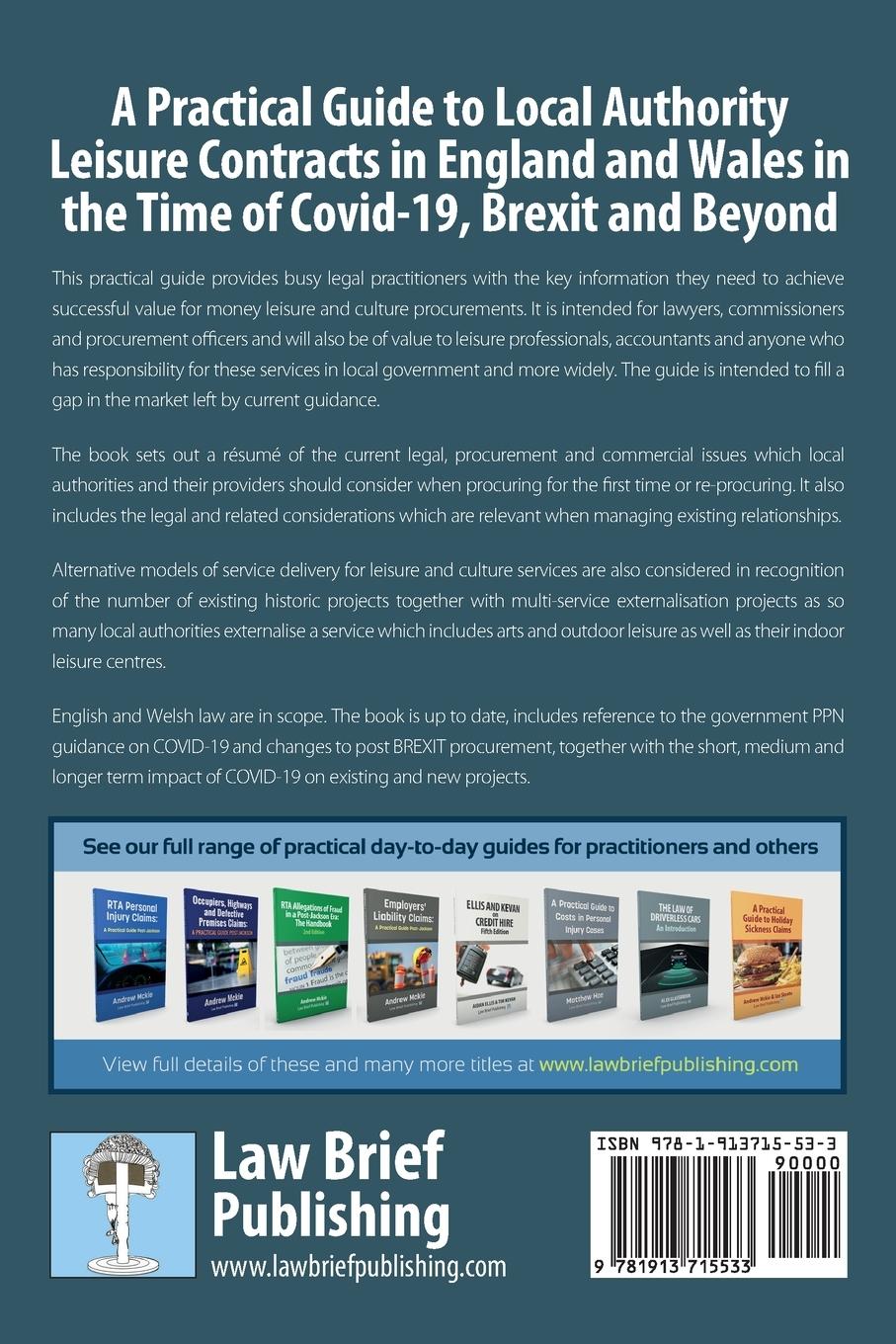 Rückseitencover A Practical Guide to Local Authority Leisure Contracts in England and Wales in the Time of Covid-19, Brexit and Beyond