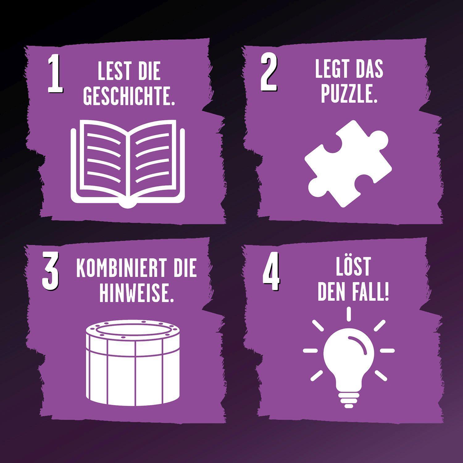 Beispielinhalt (Bild) Krimipuzzle Die drei !!! 200 Teile / Skandal auf dem Reitturnier