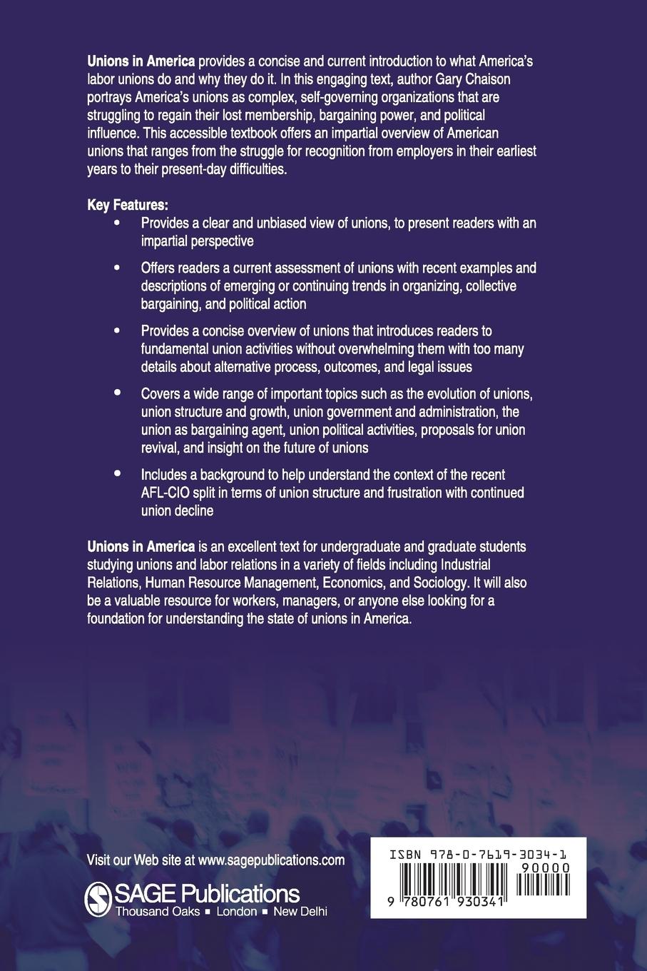 Rückseitencover Unions in America