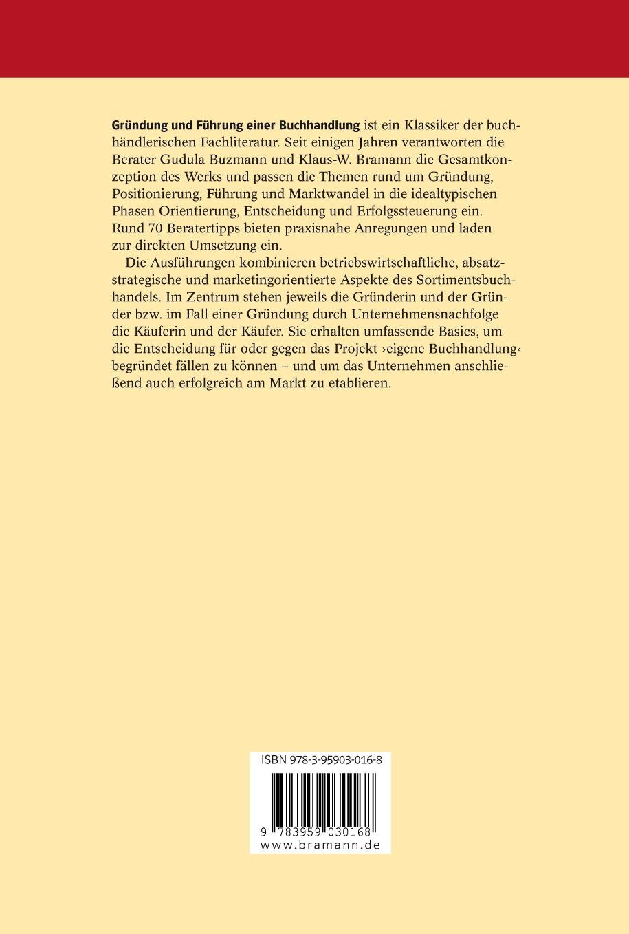 Rückseitencover Gründung und Führung einer Buchhandlung
