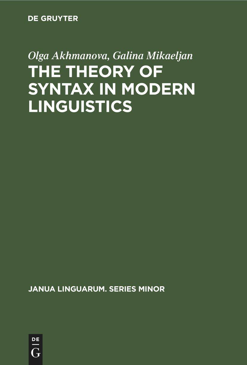 Vorderes Coverbild The Theory of Syntax in Modern Linguistics