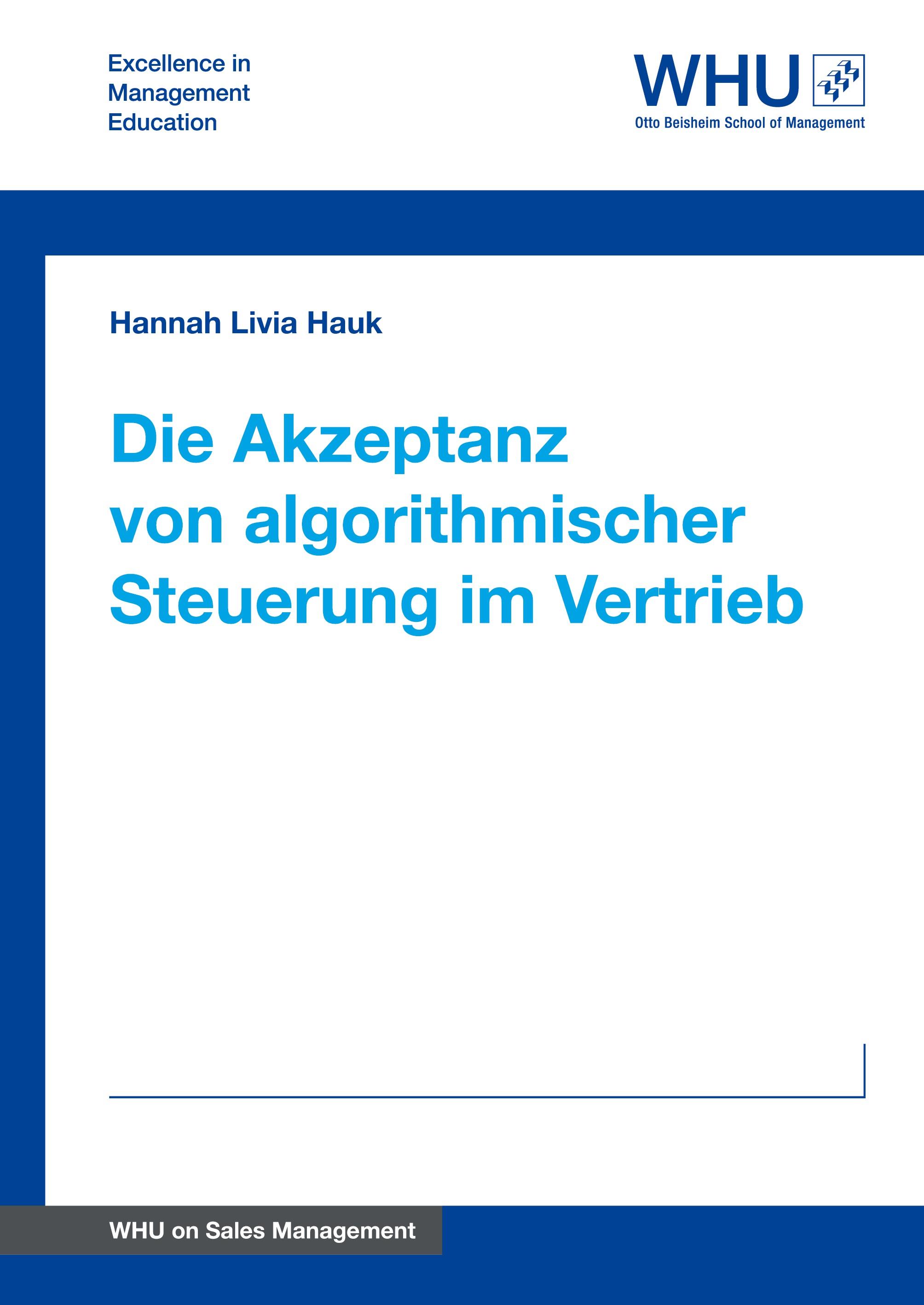 Vorderes Coverbild Die Akzeptanz von algorithmischer Steuerung im Vertrieb