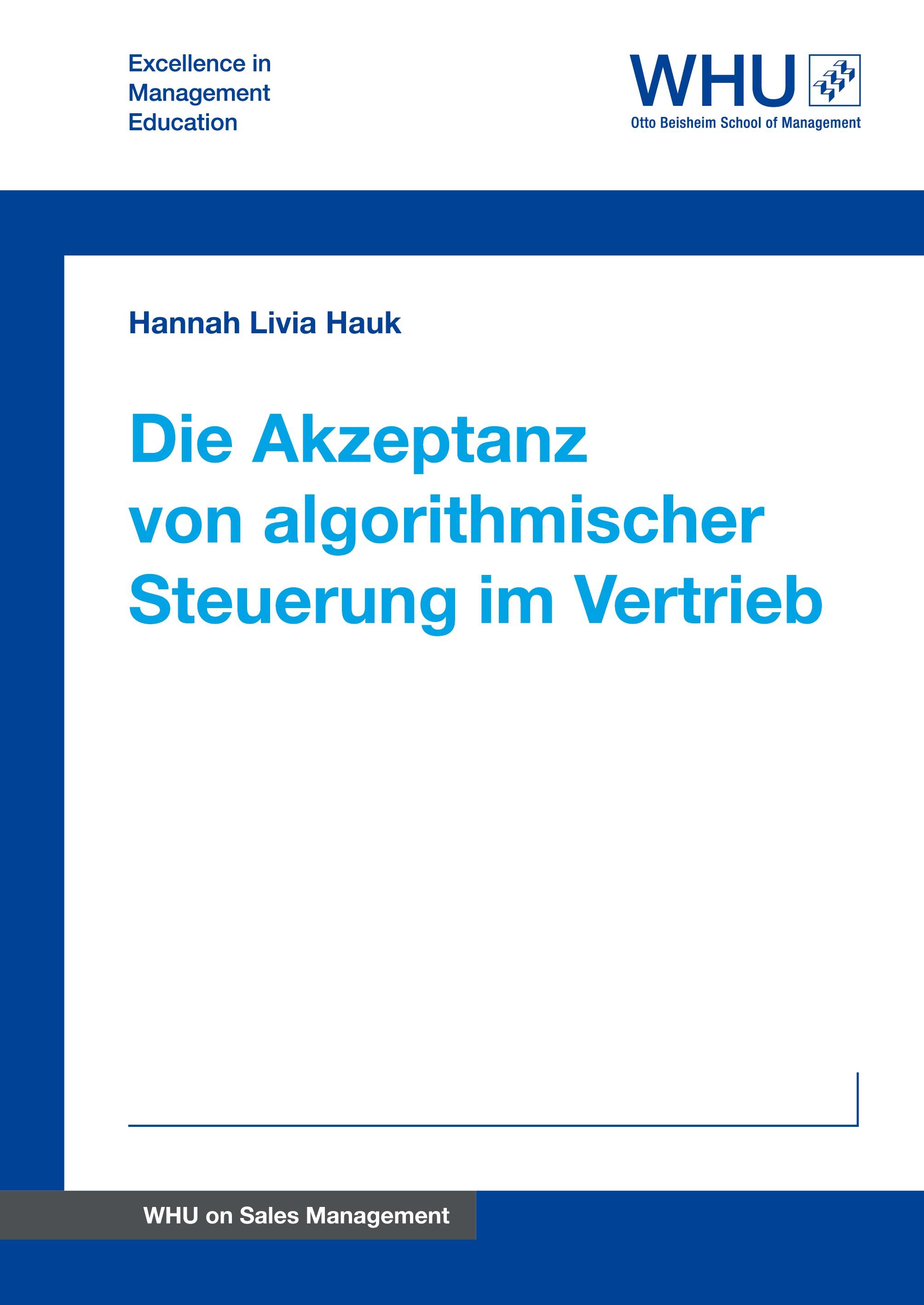 Vorderes Coverbild Die Akzeptanz von algorithmischer Steuerung im Vertrieb