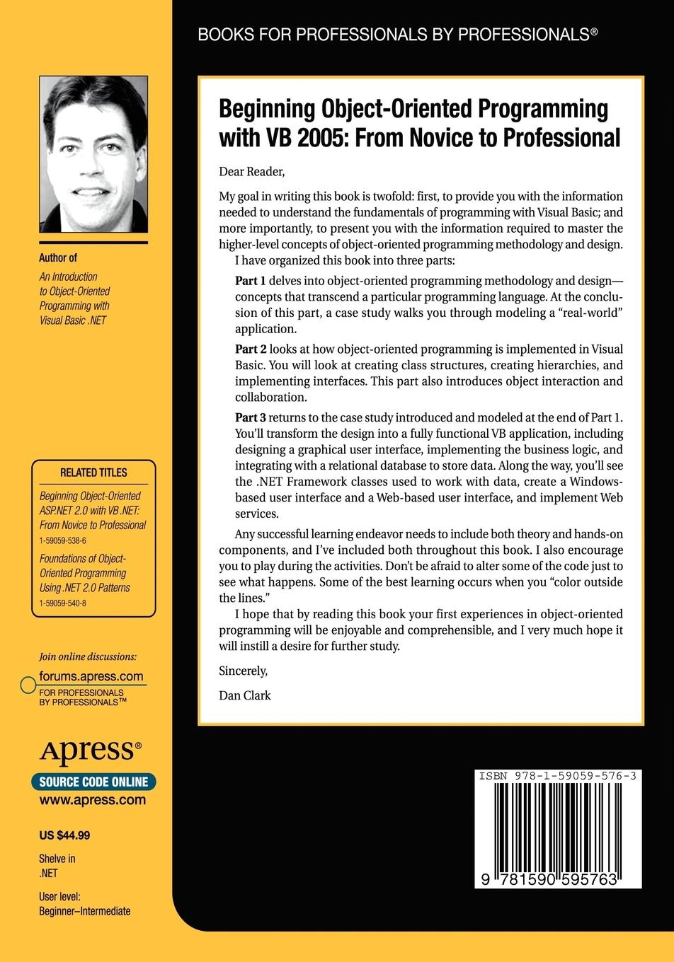 Rückseitencover Beginning Object-Oriented Programming with VB 2005