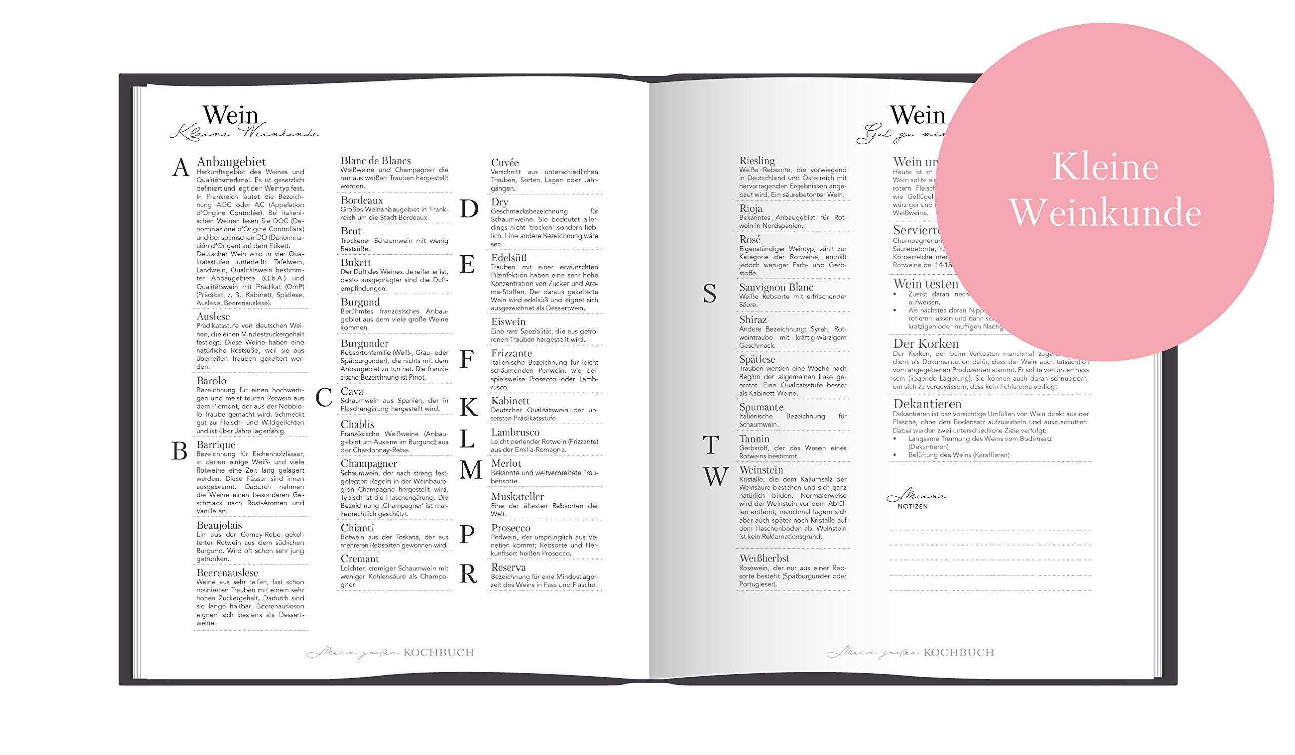 Beispielinhalt (Bild) Rezeptbuch zum Selberschreiben: Großes Kochbuch zum Selberschreiben | Rezeptsammlung für 60 Rezepte & 20 Menüs |