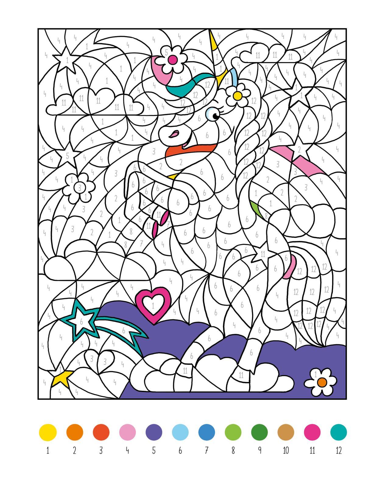 Beispielinhalt (Bild) Mein dickes Malen-nach-Zahlen-Buch - Einhörner