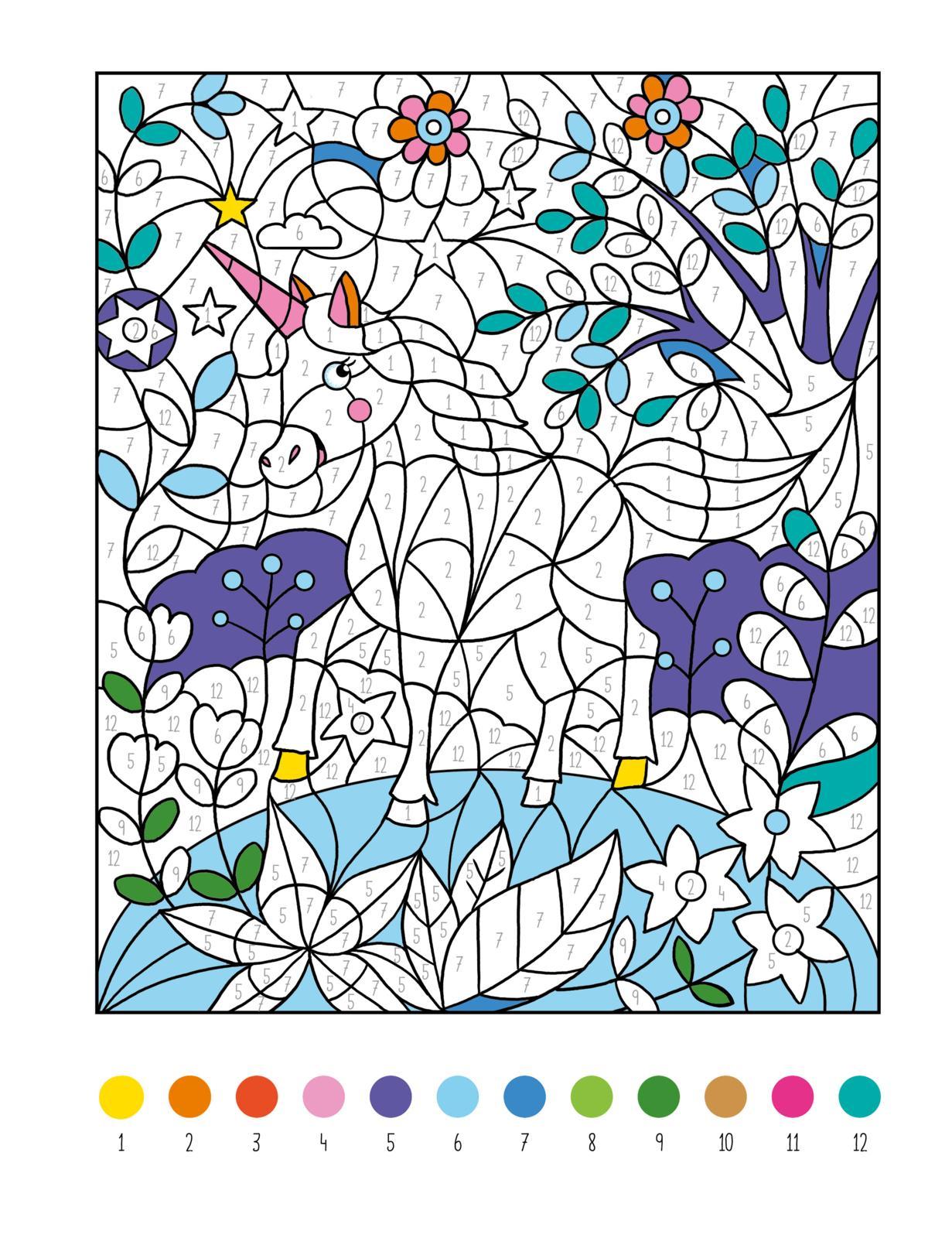 Beispielinhalt (Bild) Mein dickes Malen-nach-Zahlen-Buch - Einhörner