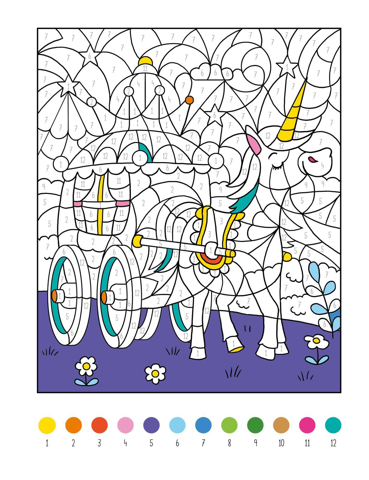 Beispielinhalt (Bild) Mein dickes Malen-nach-Zahlen-Buch - Einhörner