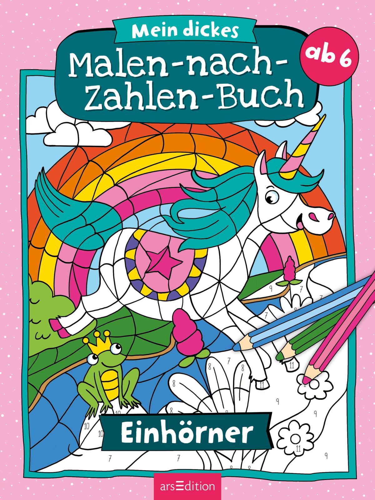 Beispielinhalt (Bild) Mein dickes Malen-nach-Zahlen-Buch - Einhörner