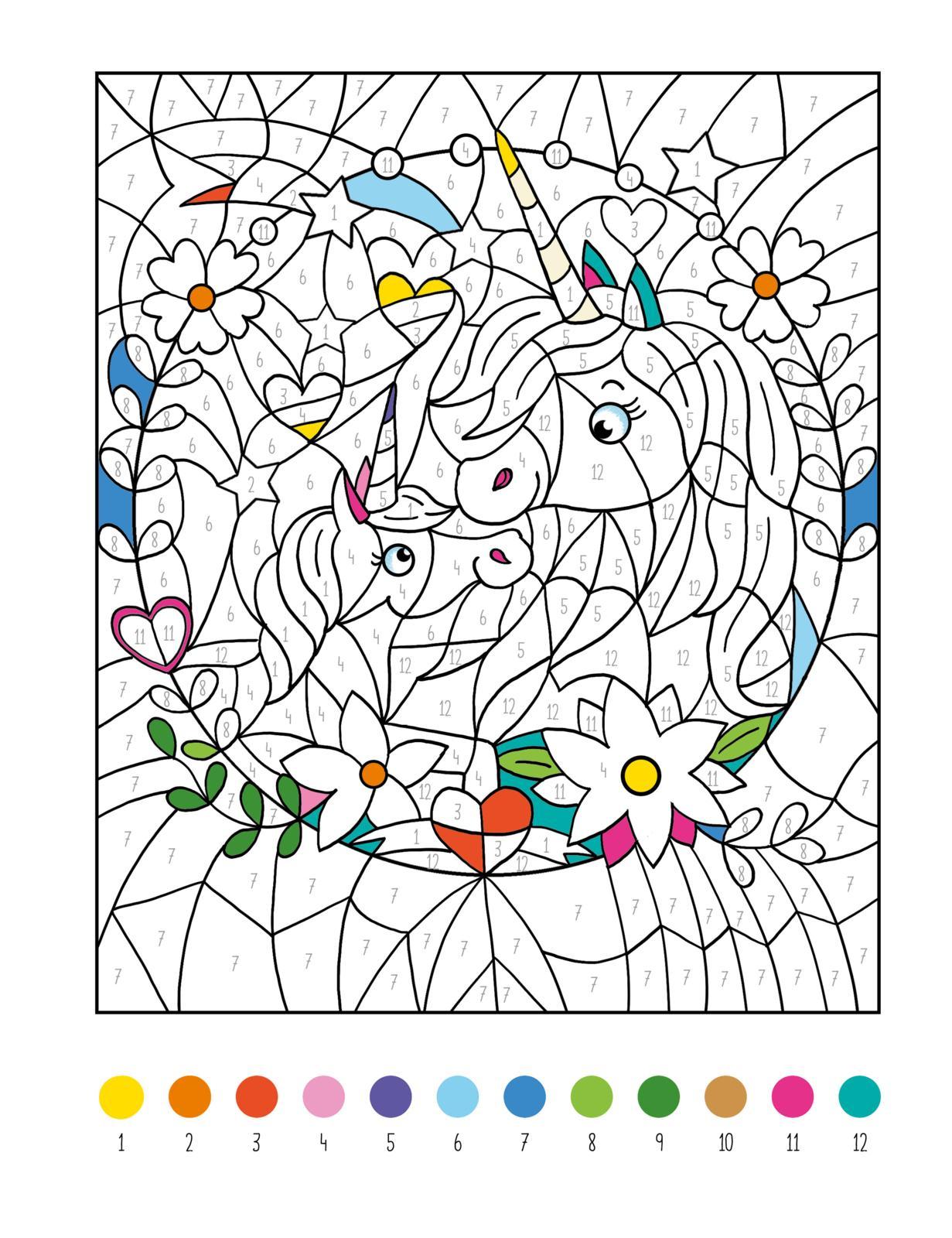 Beispielinhalt (Bild) Mein dickes Malen-nach-Zahlen-Buch - Einhörner