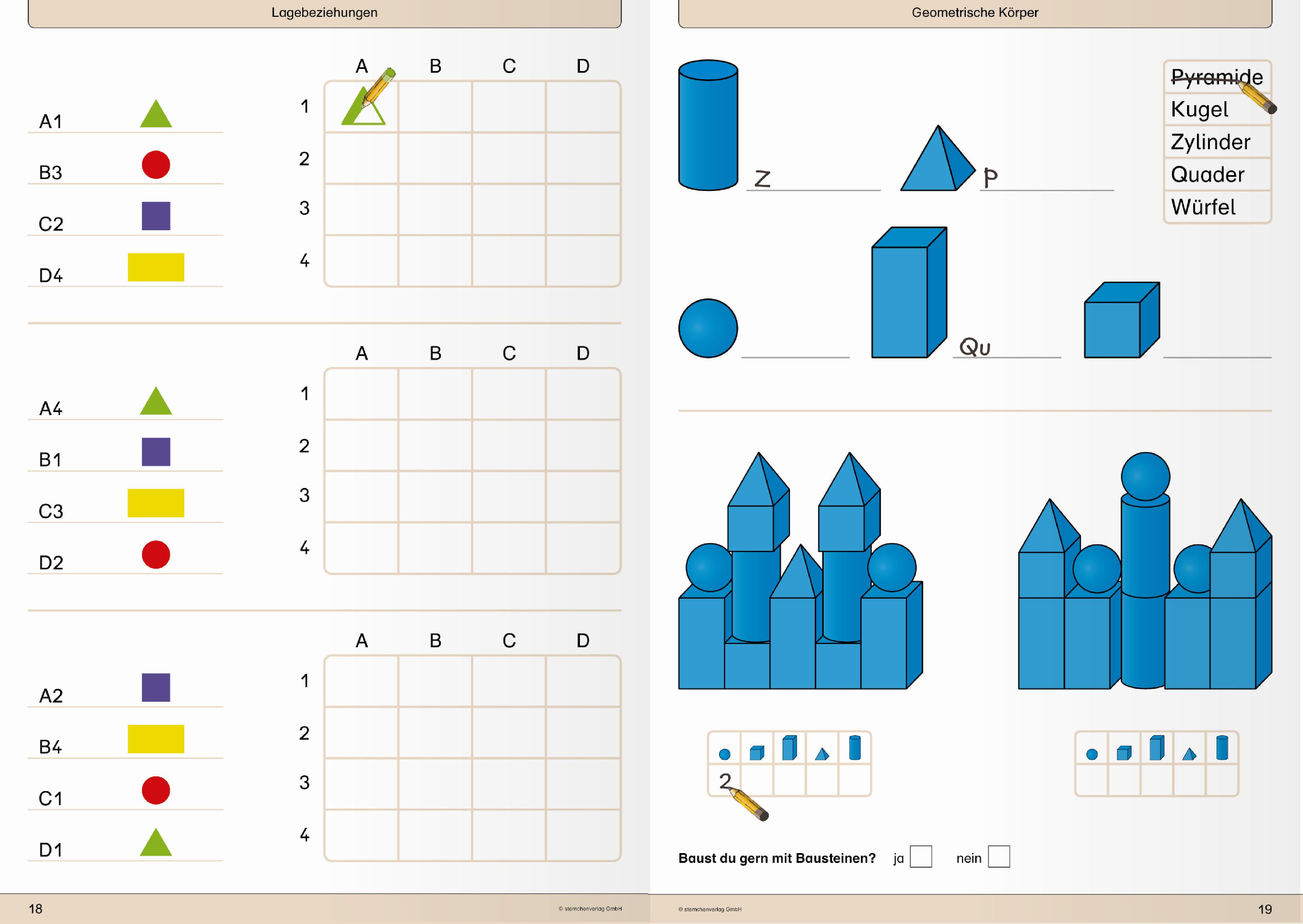 Beispielinhalt (Bild) Mein Geometrieheft 1/2 und 3/4 im Set