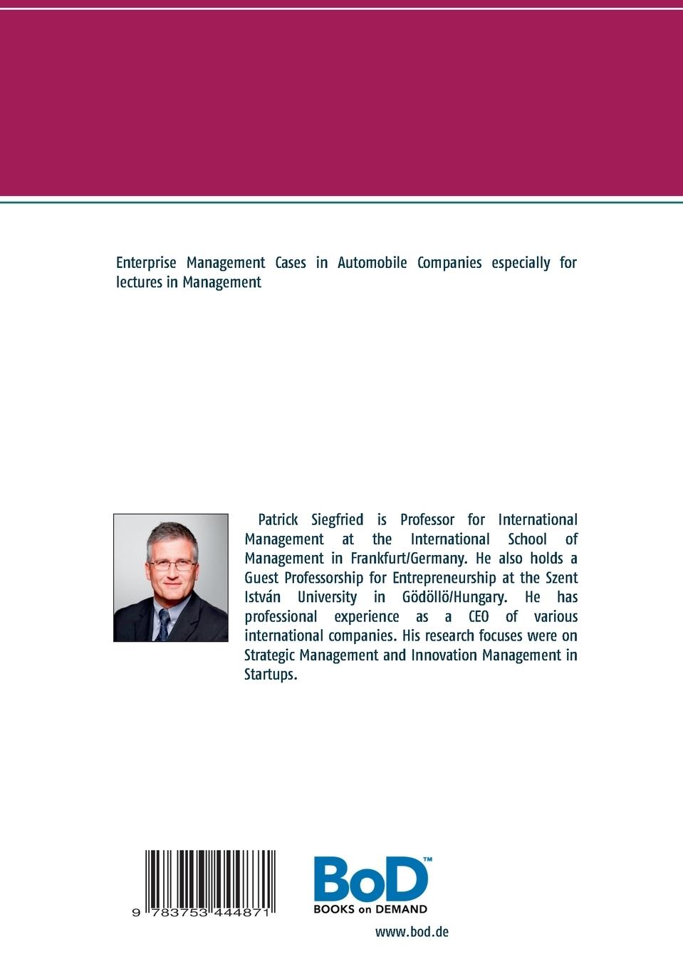 Rückseitencover Enterprise Management Automobile Industry Business Cases