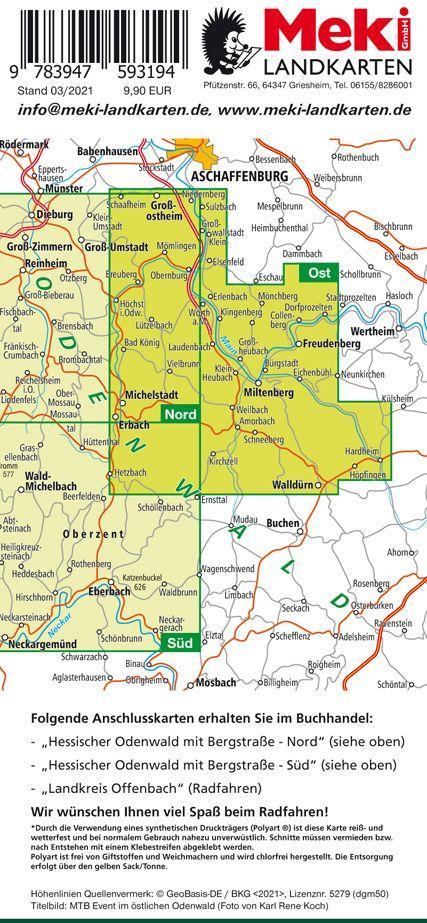 Beispielinhalt (Bild) Radfahren, Bayerischer Odenwald / Hessischer Odenwald-Ost und Maintal 1:30.000