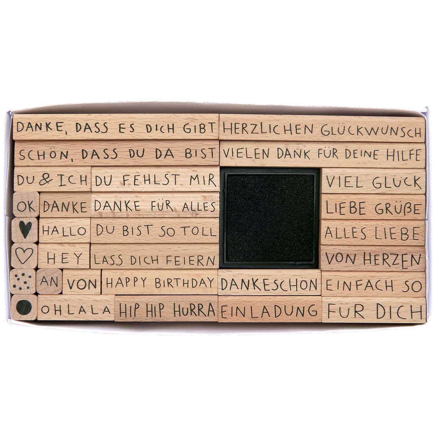 Vorderes Coverbild Stempelset Text, Deutsch, FSC 100%