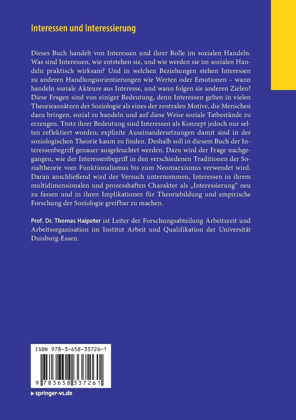 Rückseitencover Interessen und Interessierung