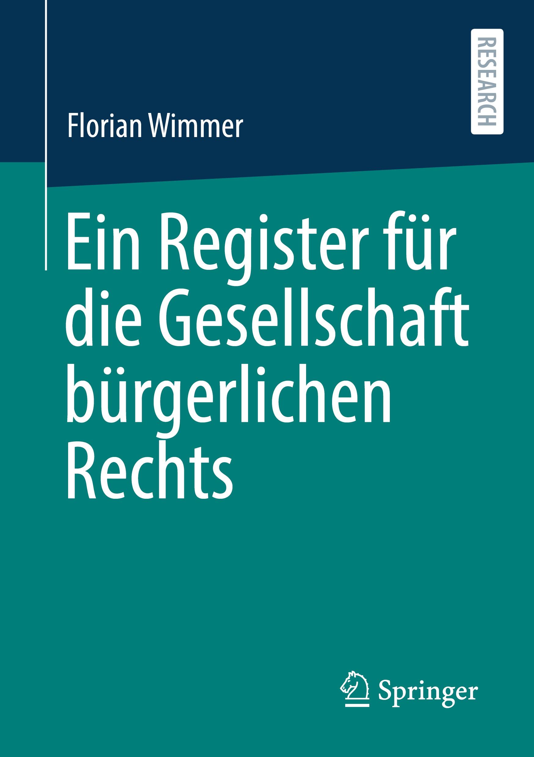 Vorderes Coverbild Ein Register für die Gesellschaft bürgerlichen Rechts
