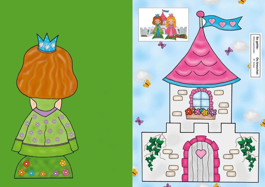 Beispielinhalt (Bild) Das Prinzessinnen-Ausschneide-Bastelbuch