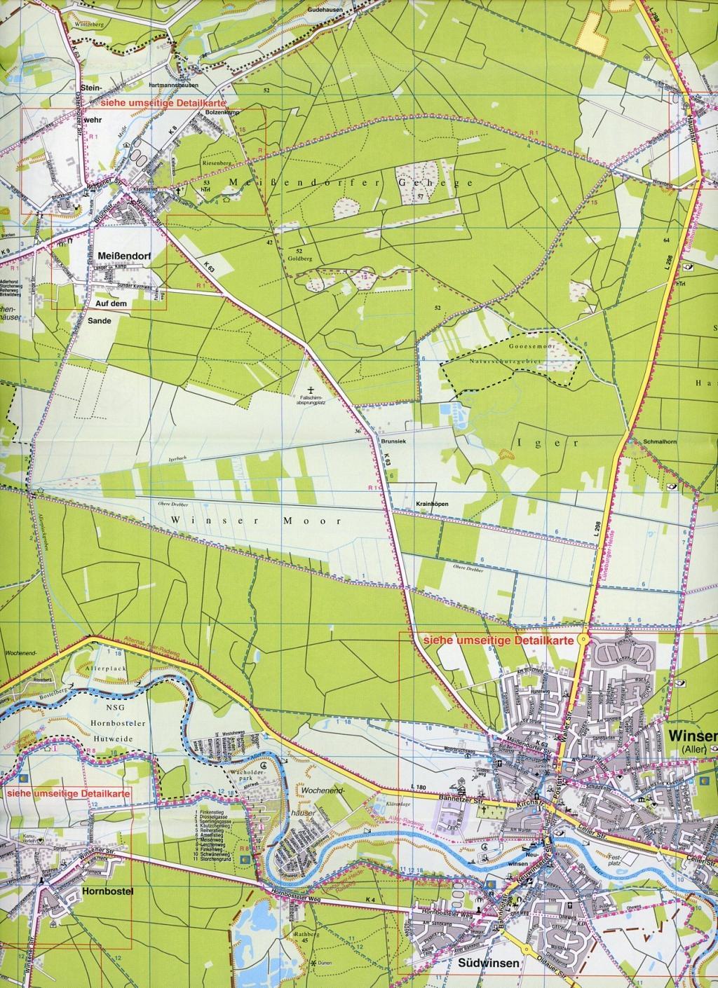 Beispielinhalt (Bild) Allertal (Winsen, Wietze, Hambühren), KVplan, Radkarte/Wanderkarte/Stadtplan, 1:30.000 / 1:12.500