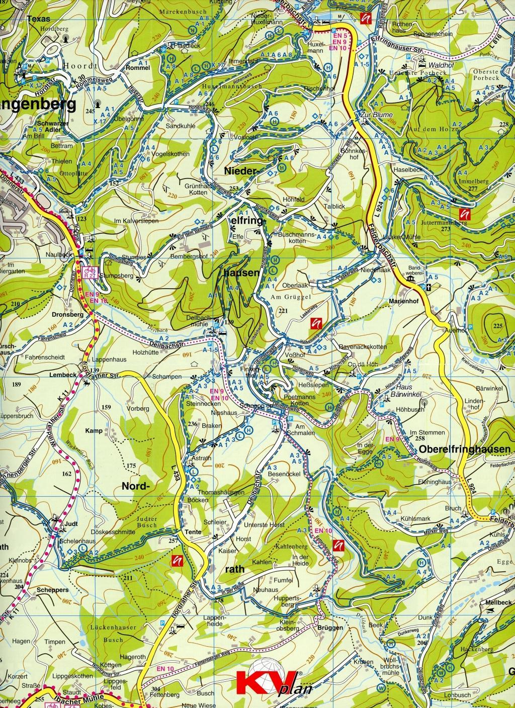 Beispielinhalt (Bild) Elfringhauser Schweiz, KVplan, Wanderkarte/Radkarte/Freizeitkarte, 1:20.000 / 1:2.500