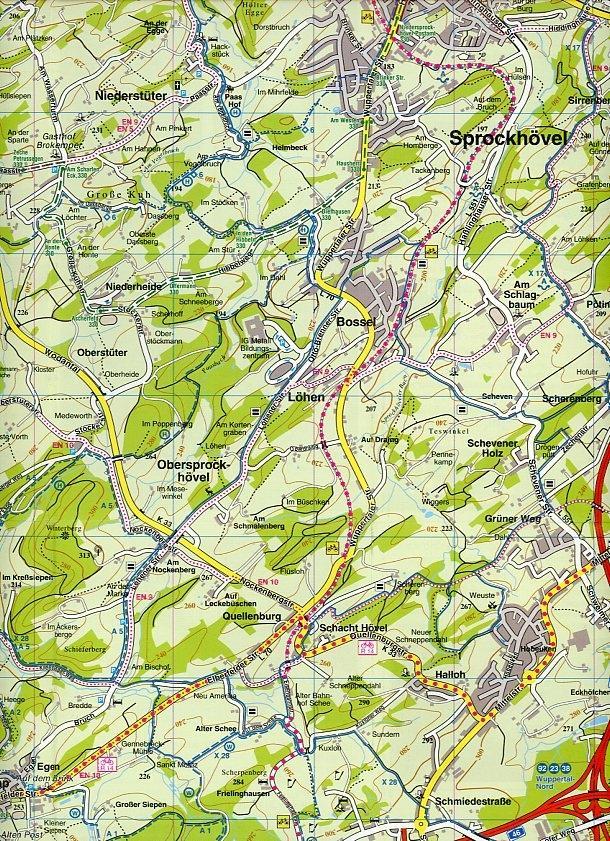 Beispielinhalt (Bild) Elfringhauser Schweiz, KVplan, Wanderkarte/Radkarte/Freizeitkarte, 1:20.000 / 1:2.500