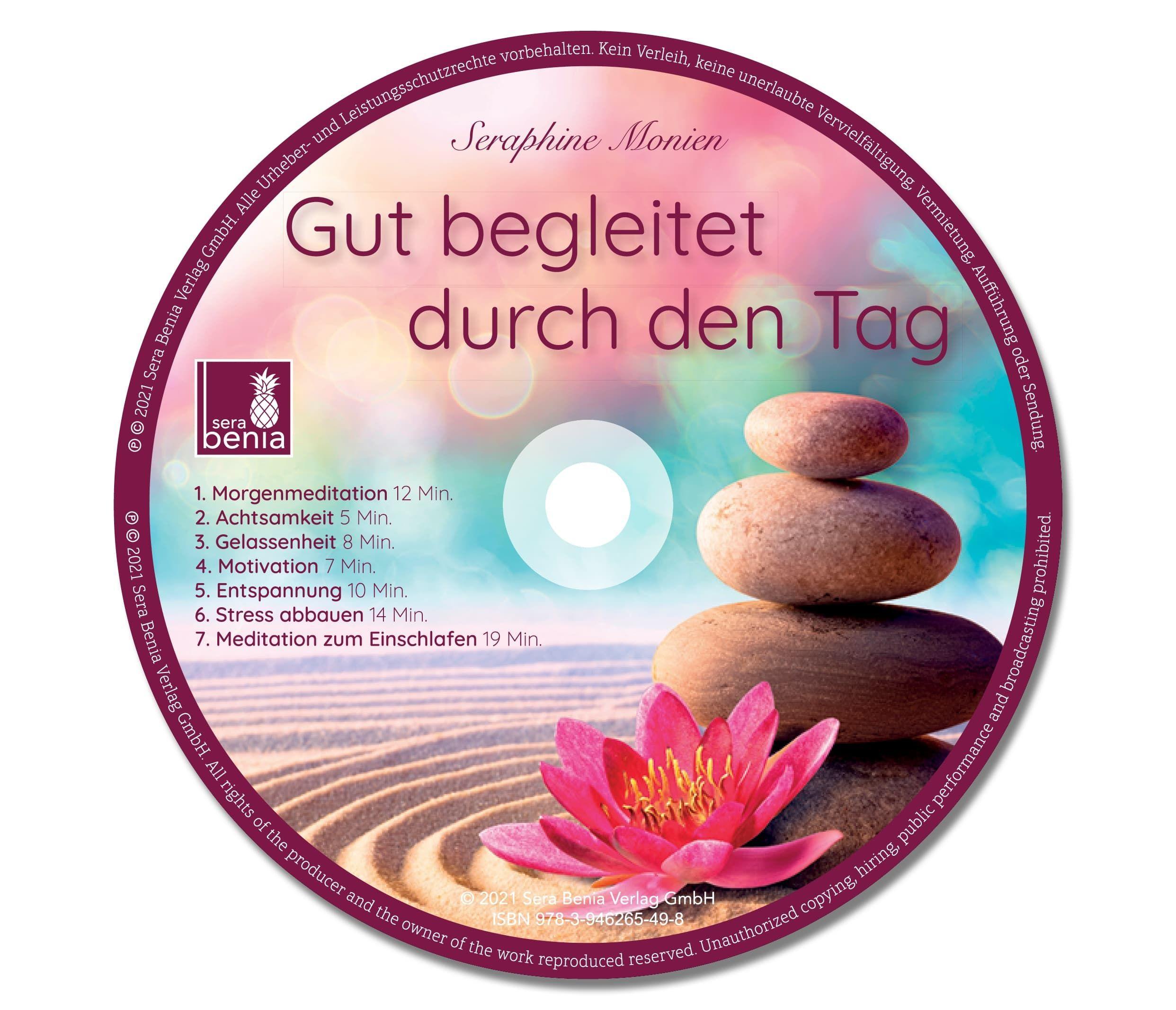 Beispielinhalt (Bild) Gut begleitet durch den Tag | 7 kurze Meditationen (Morgen Meditation, Meditation Einschlafen, Gelassenheit lernen, Stress abbauen, Achtsamkeitsübung und mehr)