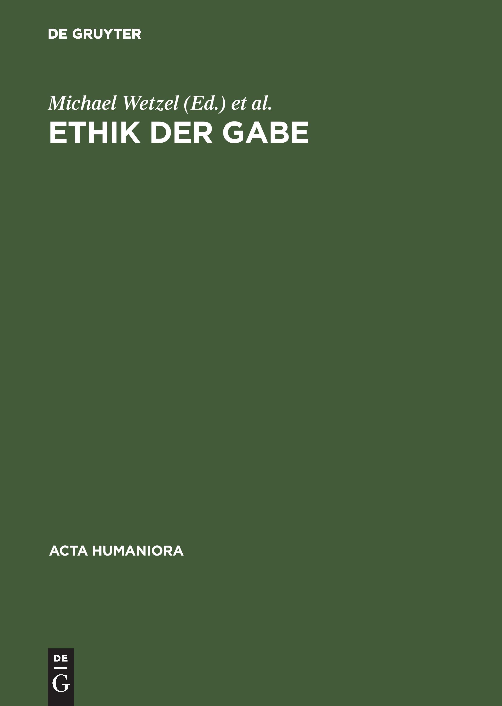 Vorderes Coverbild Ethik der Gabe