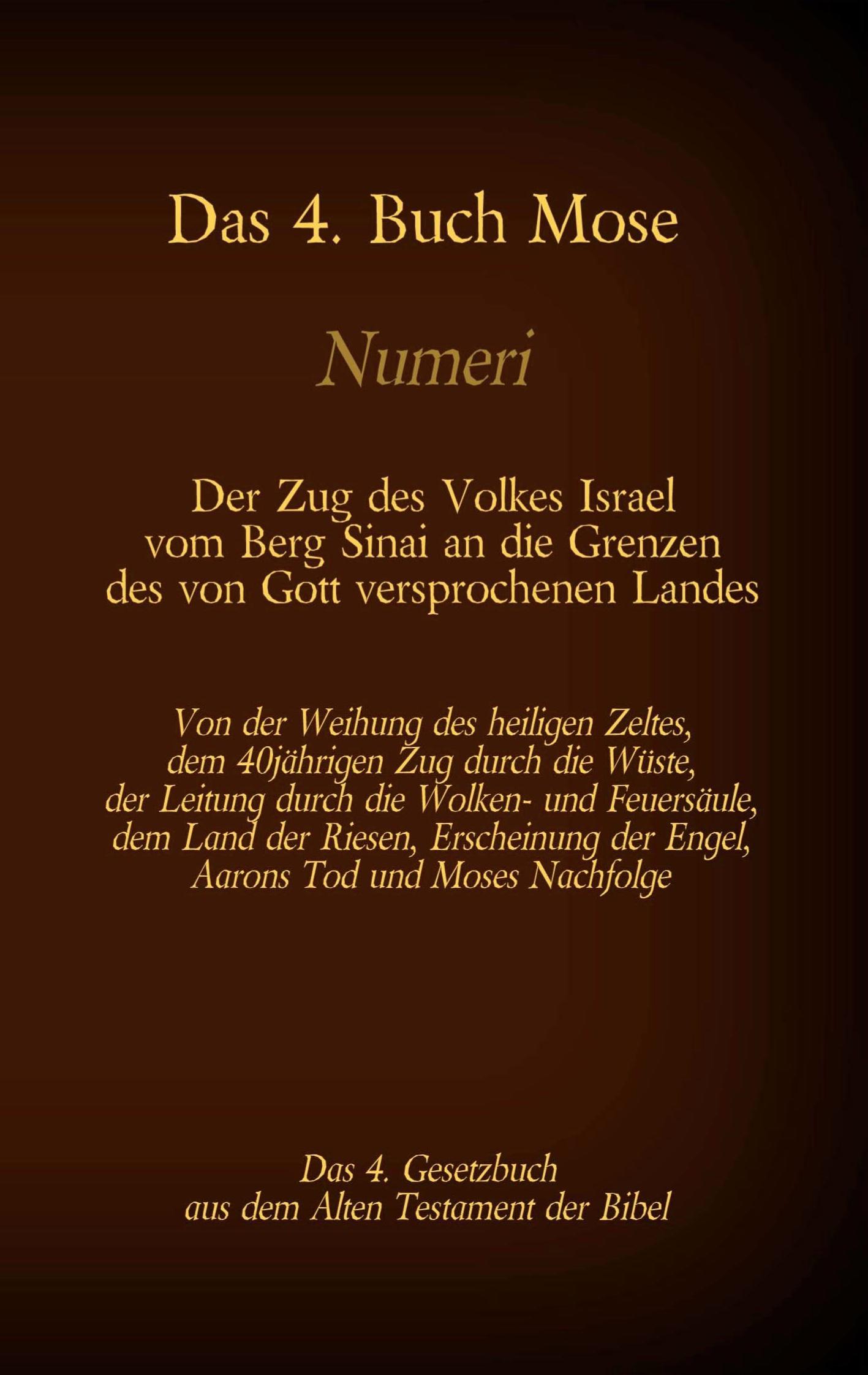 Vorderes Coverbild Das 4. Buch Mose, Numeri, Das 4. Gesetzbuch aus der der Bibel, Der Zug des Volkes Israel vom Berg Sinai an die Grenzen des von Gott versprochenen Landes